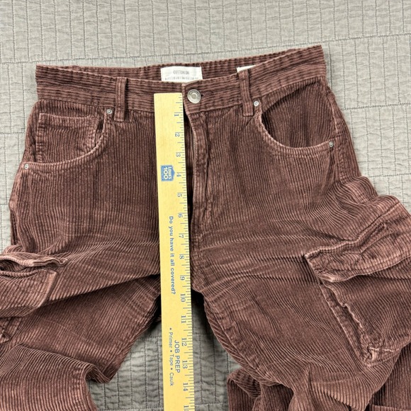 Cotton On Pants Women 4 Brown Corduroy Cargo Wide Leg Boho Hippie Loose Festival - Picture 9 of 12
